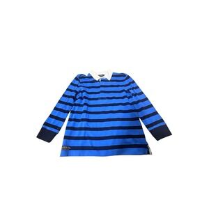 Ralph Lauren Jeans Co. Blue & Black Striped Long Sleeved Polo Size L